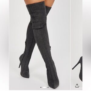 Like new Fashion Nova Holding It Down Over The Knee Boots - Black Wash size 6.5
